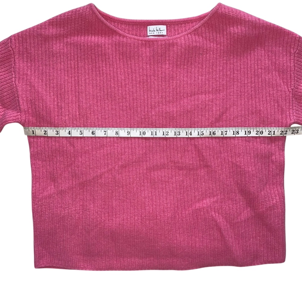 Nicole Miller Pink Merino Wool and Cashmere 3/4 Sleeve Knit Sweater - Picture 6 of 10